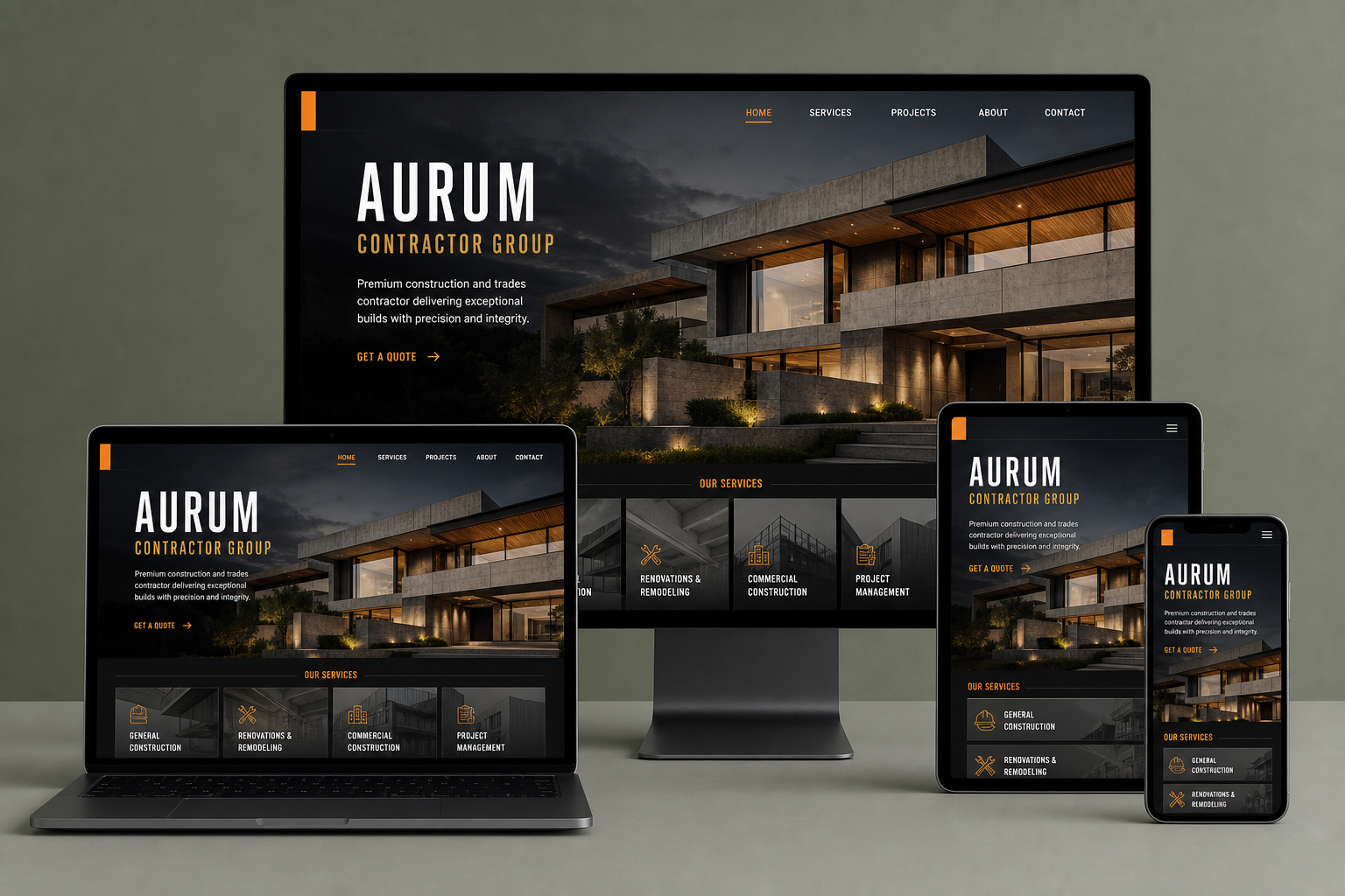 Aurum Contractor Group — responsive website presentation