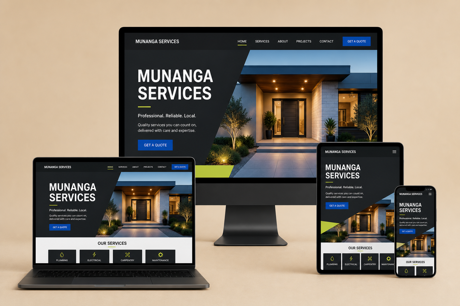 Munanga Services — responsive website presentation