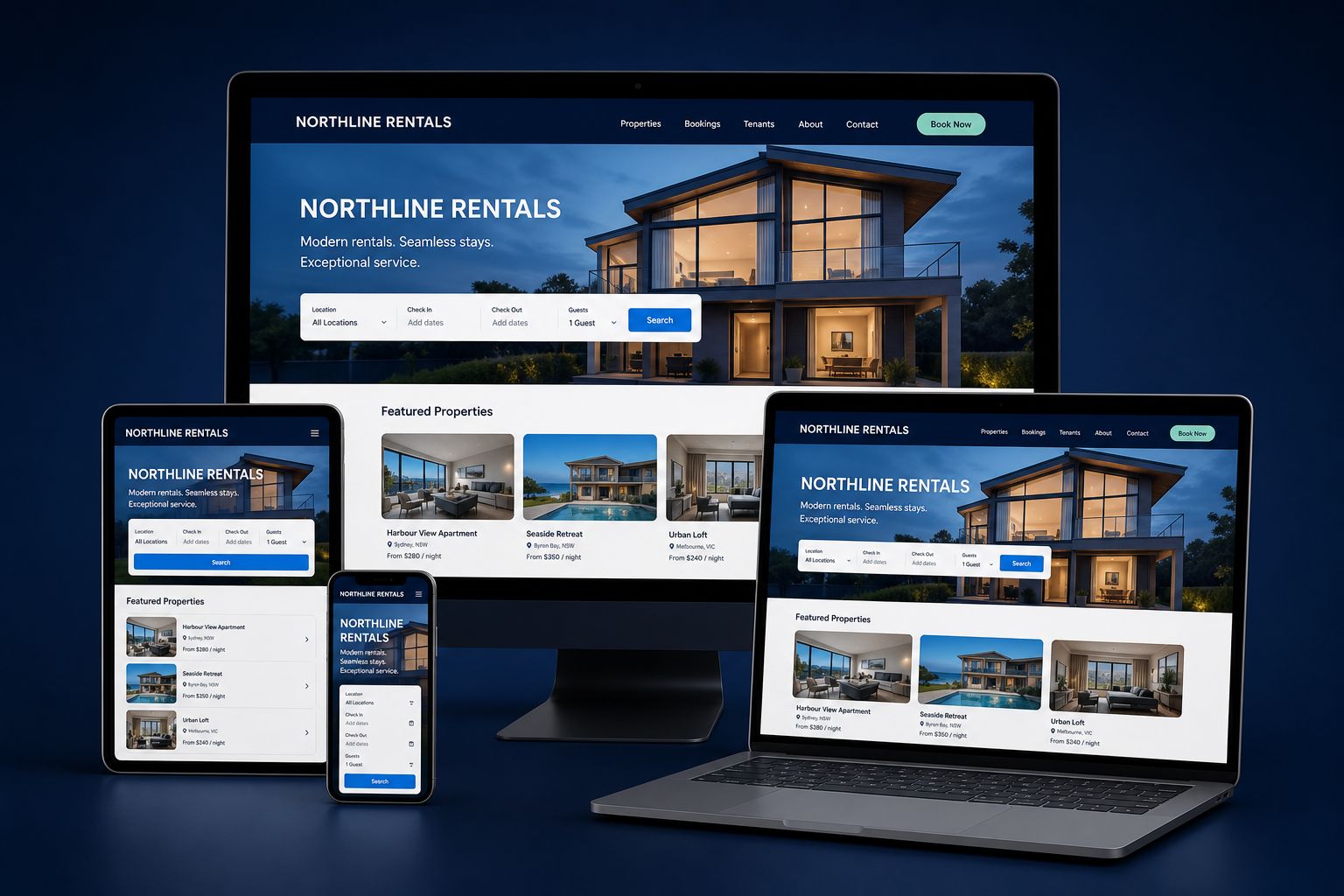 Northline Rentals — responsive website presentation